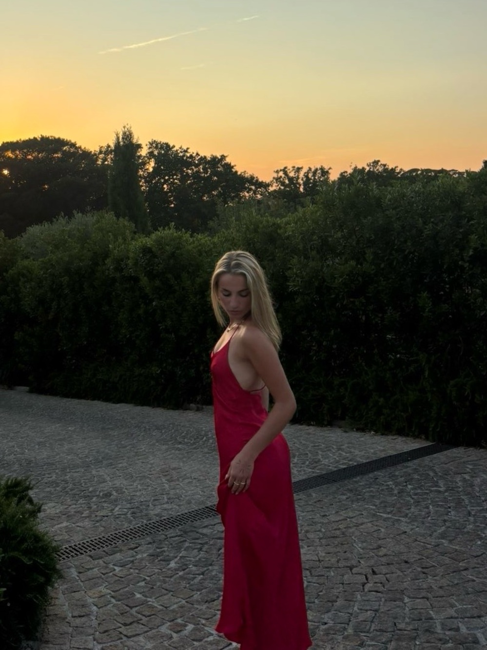 Zara Red Maxi Dress with Bead Detail